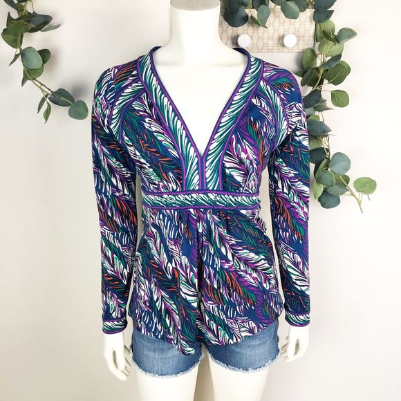 BCBGMaxAzria long sleeve jewel toned blouse medium - Picture 1 of 8